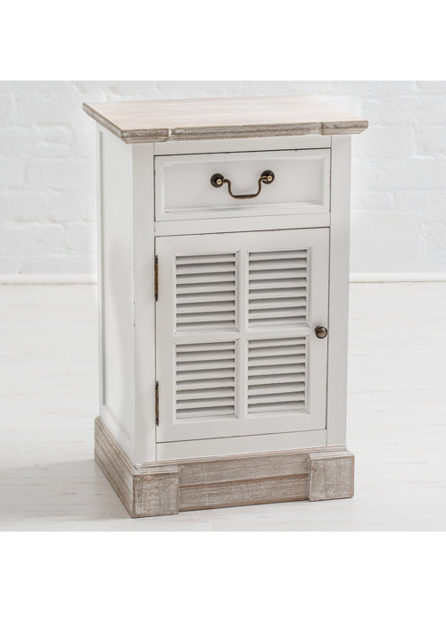 M000151_New England Style Distressed White Bedside Table Cabinet