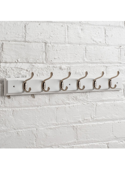 M900903_a_Paris White Heritage Painted Large Coat Rack Nickel Metal 6 Hooks