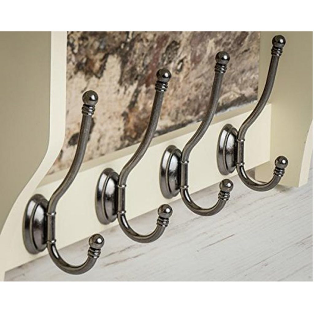 M900956_2_Painted Cotswold Stone Cream Coat Rack Pewter Metal 4 Hooks