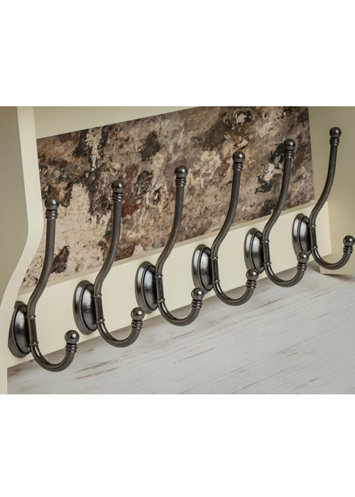 M900957_2_Painted Cotswold Stone Cream Shelf Coat Rack Pewter Metal 6 Hooks