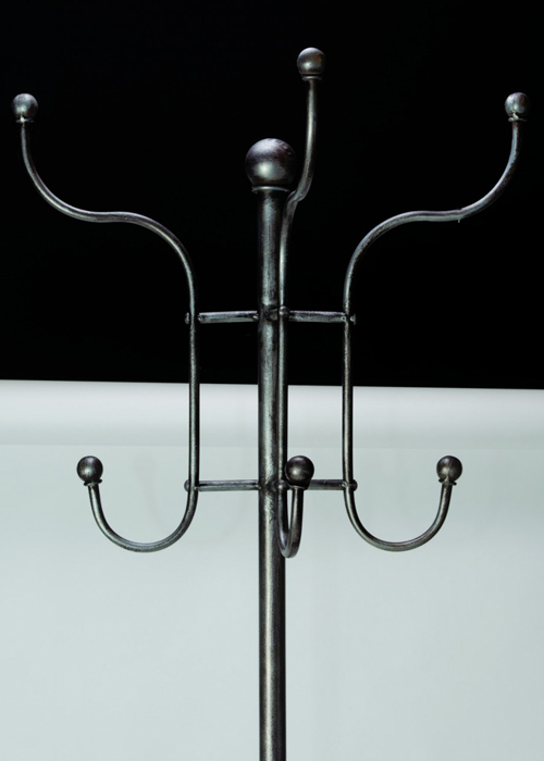 SHU062_2__Tall Silver Grey Metal Elegant Free Standing Wall Hat Umbrella Coat Rack Stand