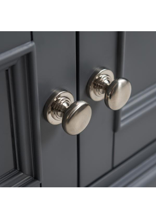 Sturdy Grey Wood Oak Brushed Nickel Handle Television Corner Stand Cabinet b