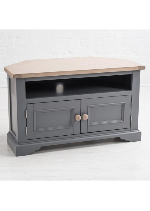 Sturdy Grey Wood Oak Pine Wooden Handle Television Corner Stand Cabinet a