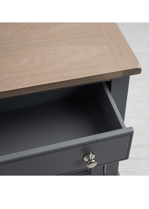 Sturdy Grey Wooden Oak Brushed Nickel Handle Drawer Petite Cabinet Sideboard d