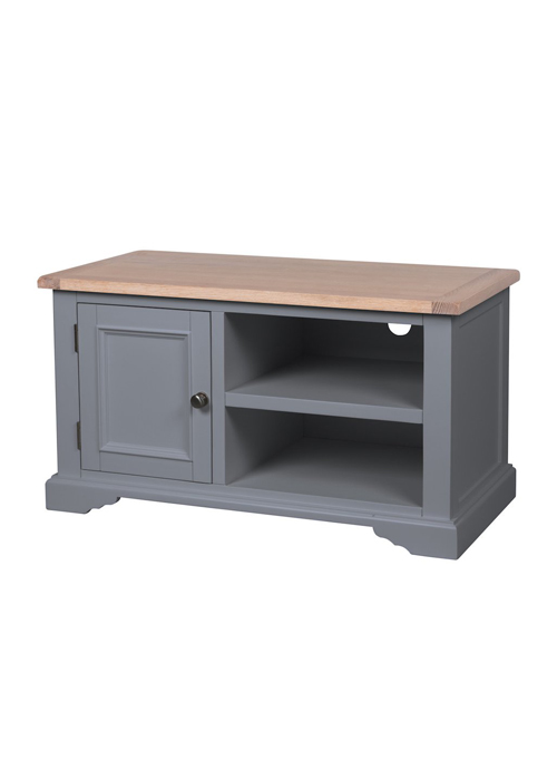 Sturdy Hand Crafted Grey Pine Oak Nickel Handles TV Television Stand