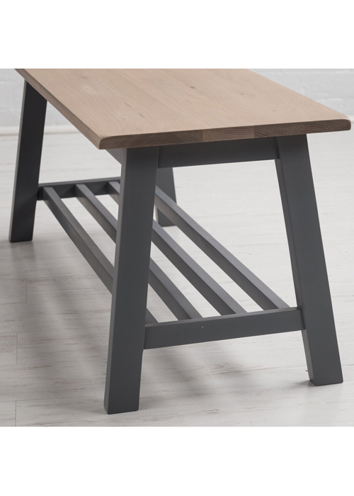 Sturdy Modern Natural Oak Painted Dove Grey Wooden Shoe Storage Bench a