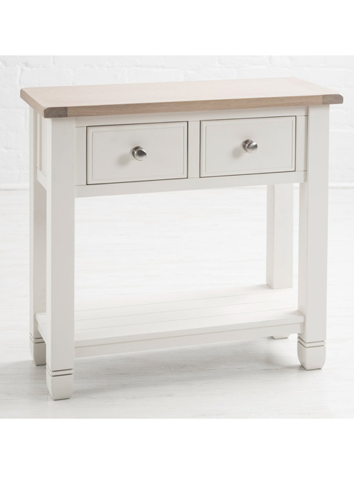 Sturdy White Oak Pine Brushed Nickel Handle 2 Drawer Console Table a Interior Flair