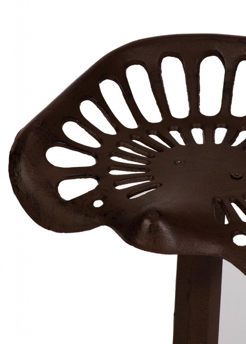 XHD068_2__Sturdy Antique Vintage Style Tractor Seat Brown Cast Iron Metal Chair Stool