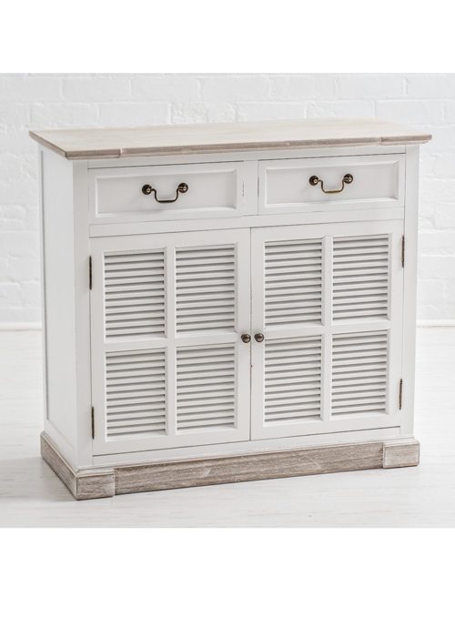 m000120 Sturdy New England Style White Wooden Assembled Sideboard