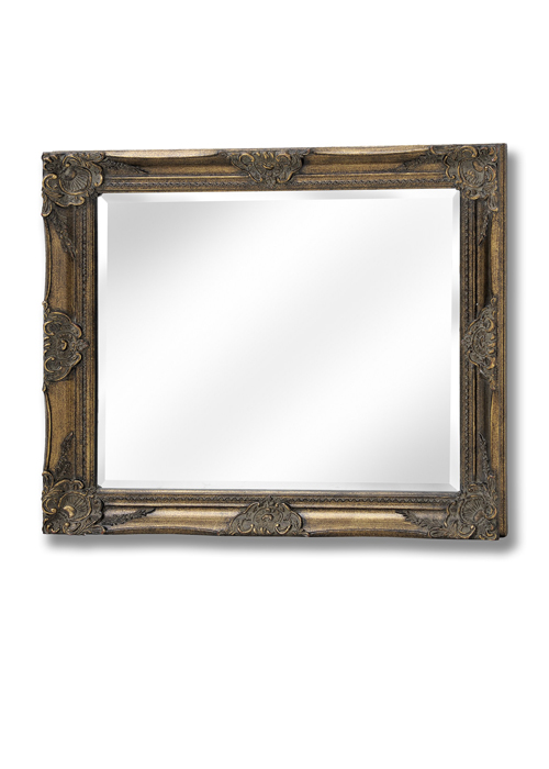 15315-a French Vintage Style Antique Gold Effect Rectangle Ornate Wall Hanging Mirror