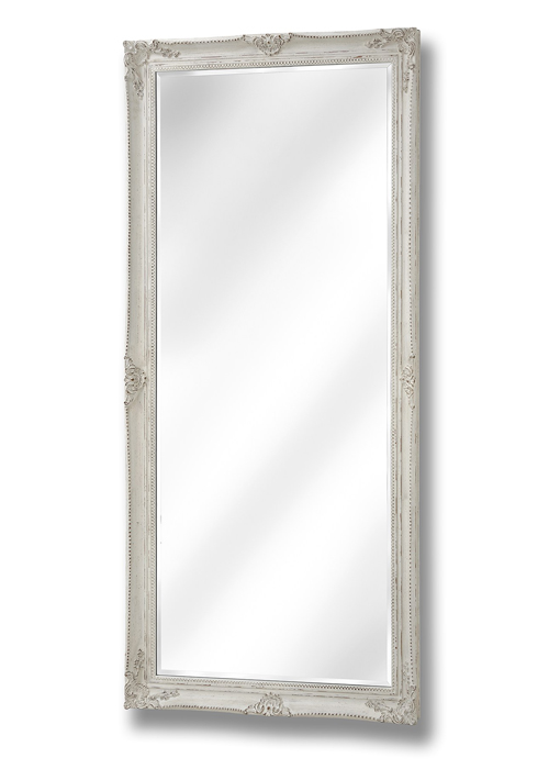 15336 Large Baroque Ornate Antique White Decorative Rectangle Full Length Wall Mirror