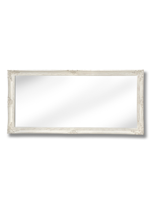 15336-a Large Baroque Ornate Antique White Decorative Rectangle Full Length Wall Mirror