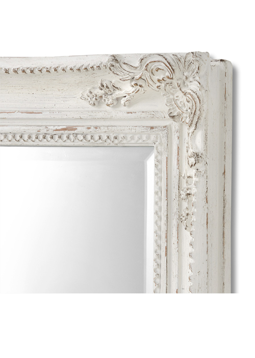 15336-b Large Baroque Ornate Antique White Decorative Rectangle Full Length Wall Mirror