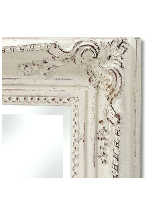 16307-b French Vintage Style Decorative Antique White Rectangle Wall Hanging Mirror