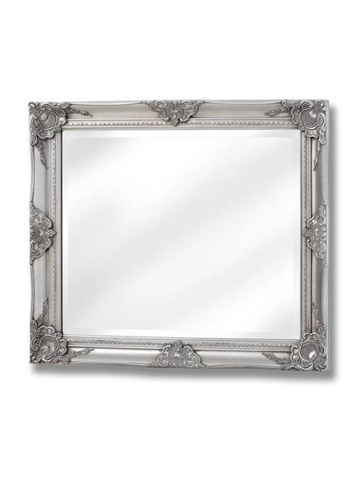 16308-a French Vintage Style Antique Silver Effect Rectangle Ornate Wall Hanging Mirror