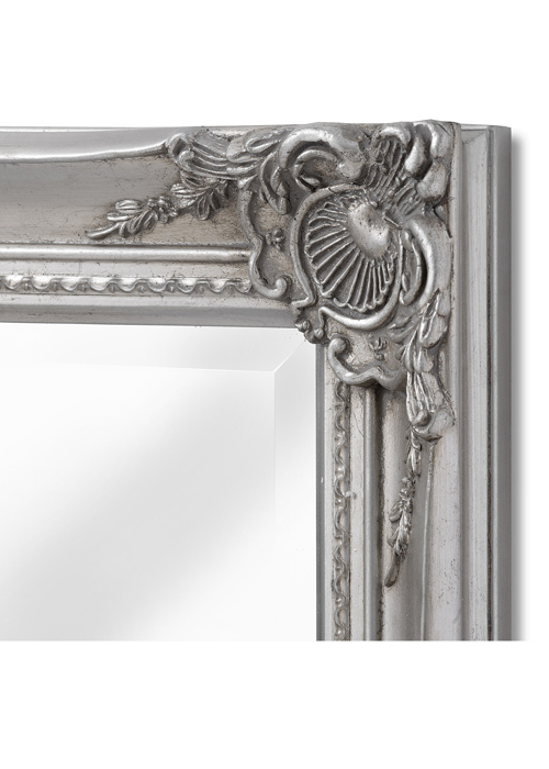 16308-b French Vintage Style Antique Silver Effect Rectangle Ornate Wall Hanging Mirror