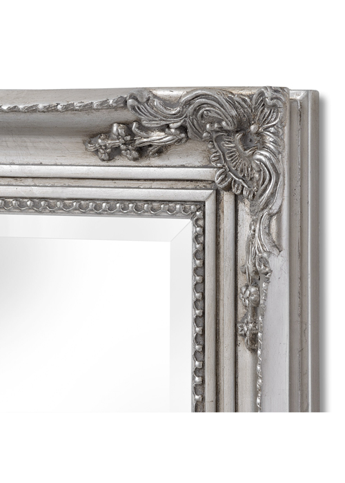 16309-b French Vintage Style Antique Silver Effect Rectangle Ornate Wall Hanging Mirror