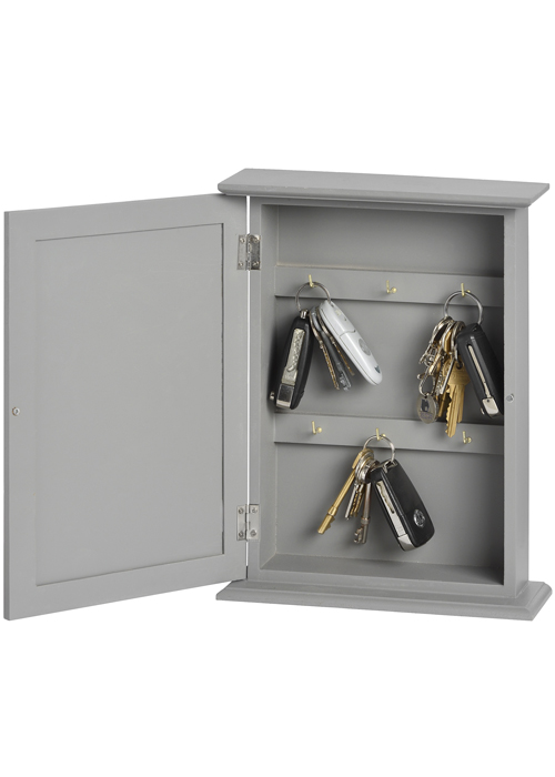 15691 Grey Key Cabinet with Hooks
