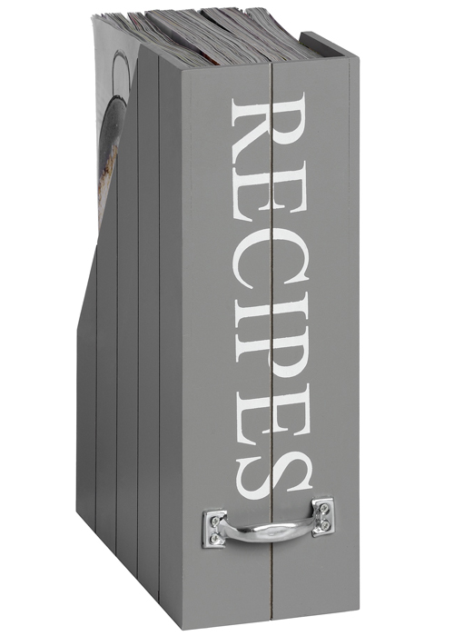 15701 Grey Recipe Cookbook Wooden Storage Box