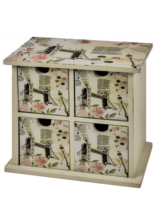 HFL071 Vintage Style 4 Drawer Organiser