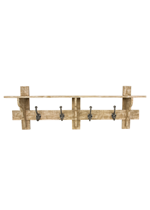 MNX278_1 Vintage Style Shelf 4 Double Hooks