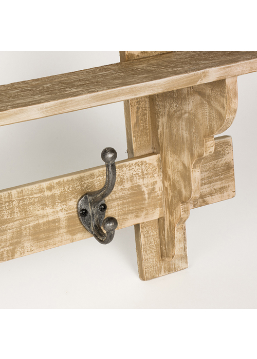 MNX278_2 Vintage Style Shelf 4 Double Hooks