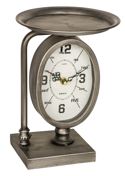 QEL056 Vintage Style Grey Mantel Clock with Stand