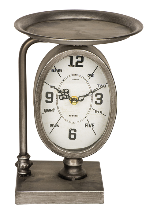 QEL056_1 Vintage Style Grey Mantel Clock with Stand