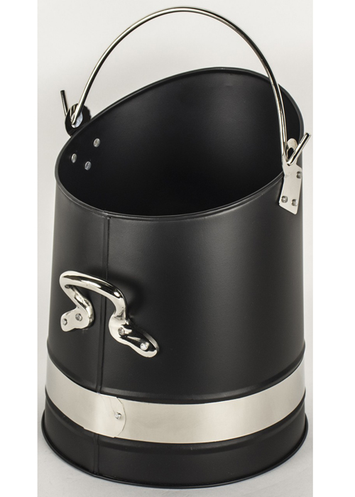 QPR033 Black Silver Chrome Fireplace Coal Scuttle Interior Flair