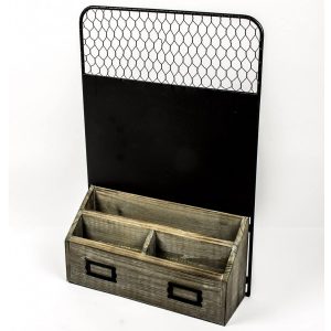 RXC014_1 Vintage Style Wooden Black Metal Storage Rack