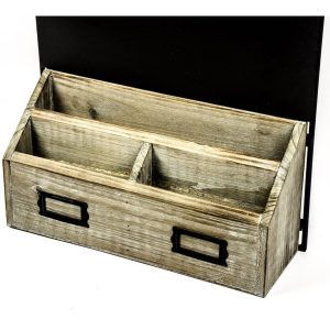 RXC014_2 Vintage Style Wooden Black Metal Storage Rack