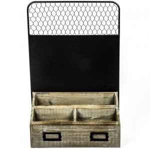 RXC014_4 Vintage Style Wooden Black Metal Storage Rack