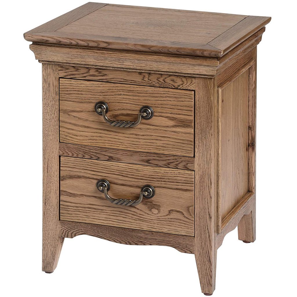 18103 Natural Oak 2 Drawer Bedside Table