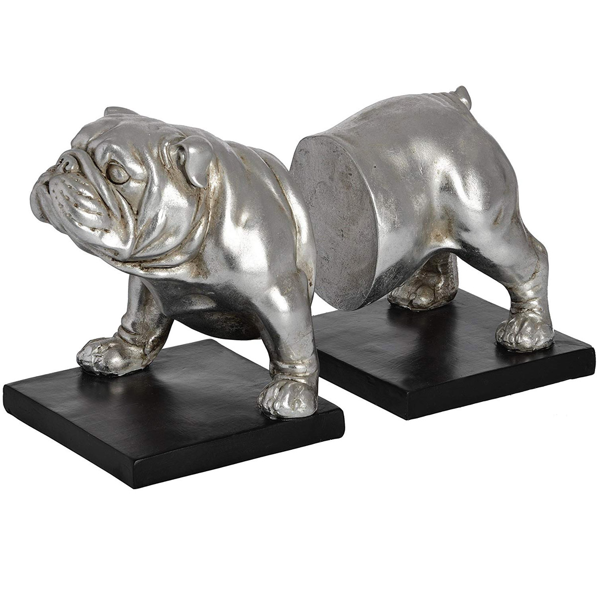 18409 Antique Silver Bull Dog Bookends Interior Flair