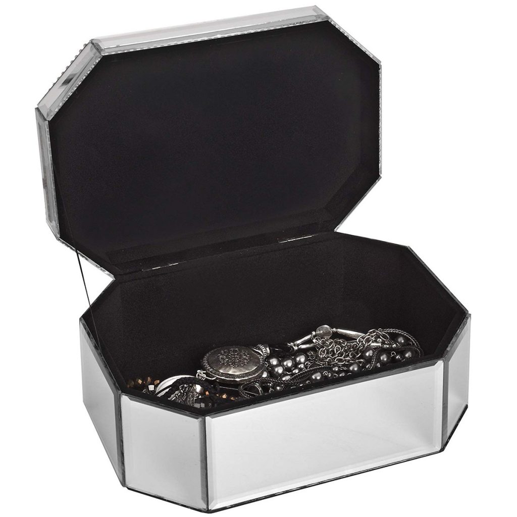 18509-a Large Mirrored Glass Trinket Jewellery Box