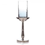 28723 Hammered Aluminium Glass Candle Lantern
