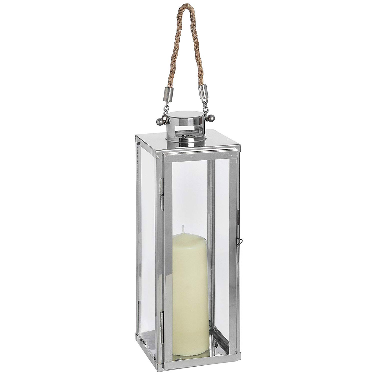 14437 Modern Chrome Floor Candle Lantern Interior Flair