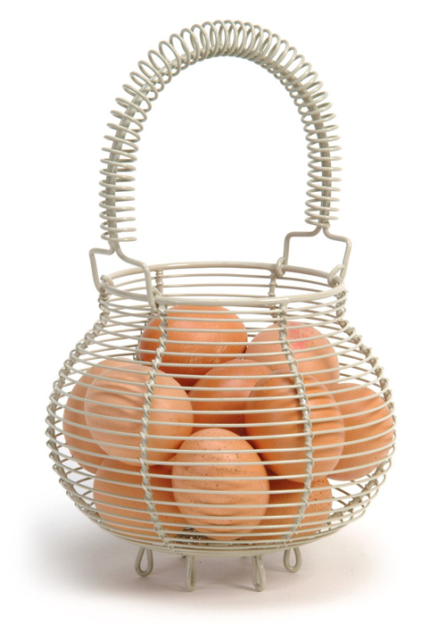 BACL02 2 Country Style Grey Wire Egg Basket