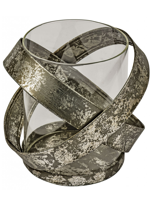 QEL035_Silver Bands Candle Tea Light Holder