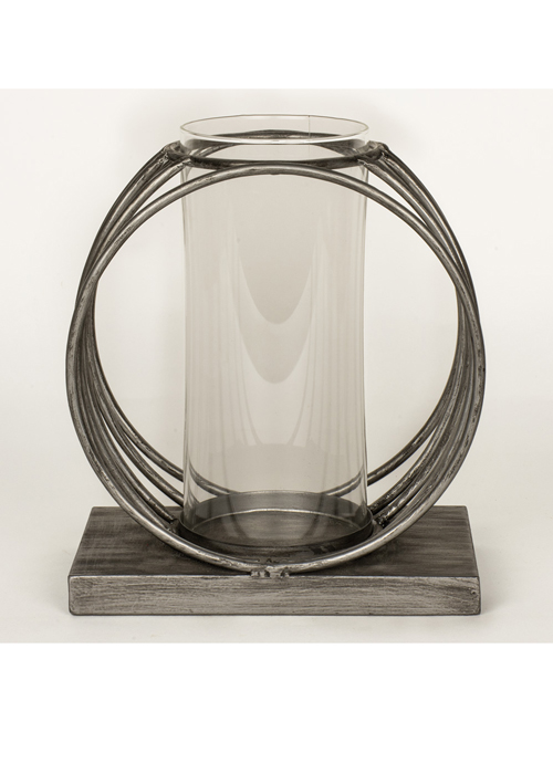 QEL057_1_Contemporary Silver Grey Circles Candle Lamp