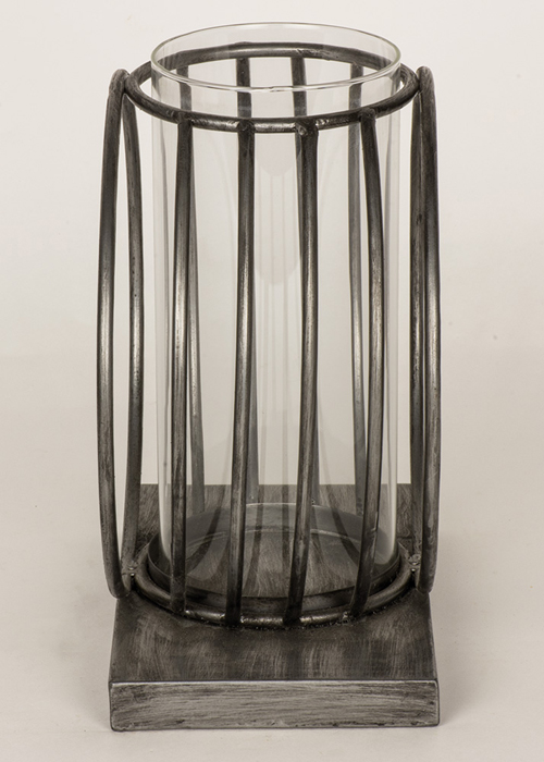 QEL057_2_Contemporary Silver Grey Circles Candle Lamp