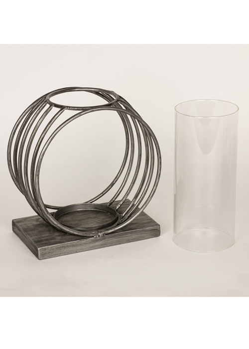 QEL057_4_Contemporary Silver Grey Circles Candle Lamp