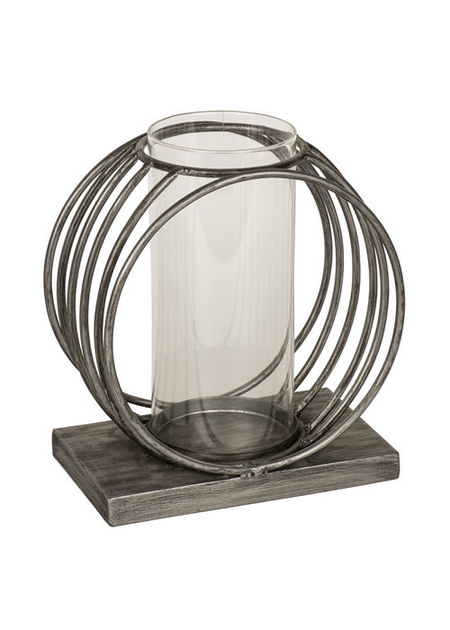 QEL057_Contemporary Silver Grey Circles Candle Lamp