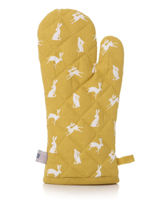 Spring Hare Rabbit Mustard Yellow Oven Mitt