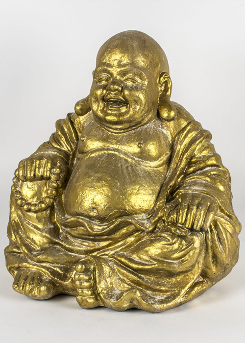 UDH003_1_Large Antique Gold Sitting Buddha Figurine