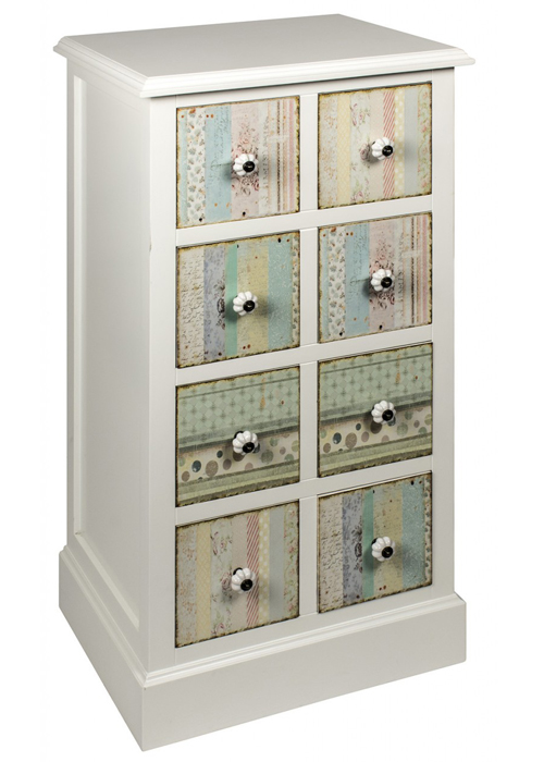 XJP001_Vintage Style Floral White Blue Drawers