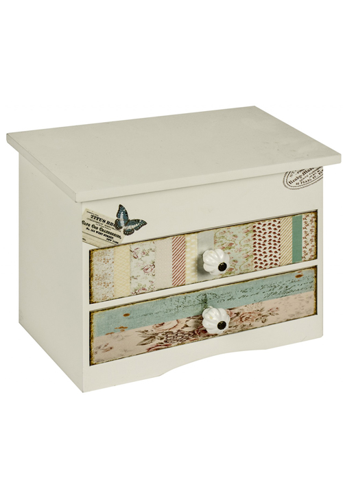 XJP011_Vintage Flowers Butterfly Cream Jewellery Box