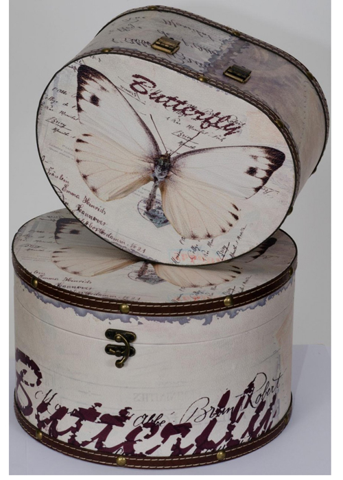 YDF005_Pair Vintage Style Grey Cream Butterfly Cases
