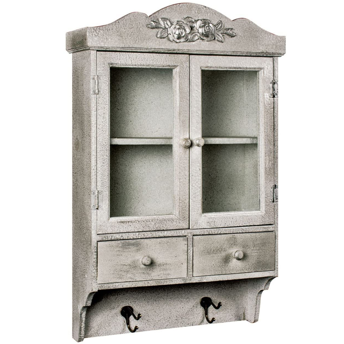 French Country Grey Glass Wall Cabinet - Interior Flair