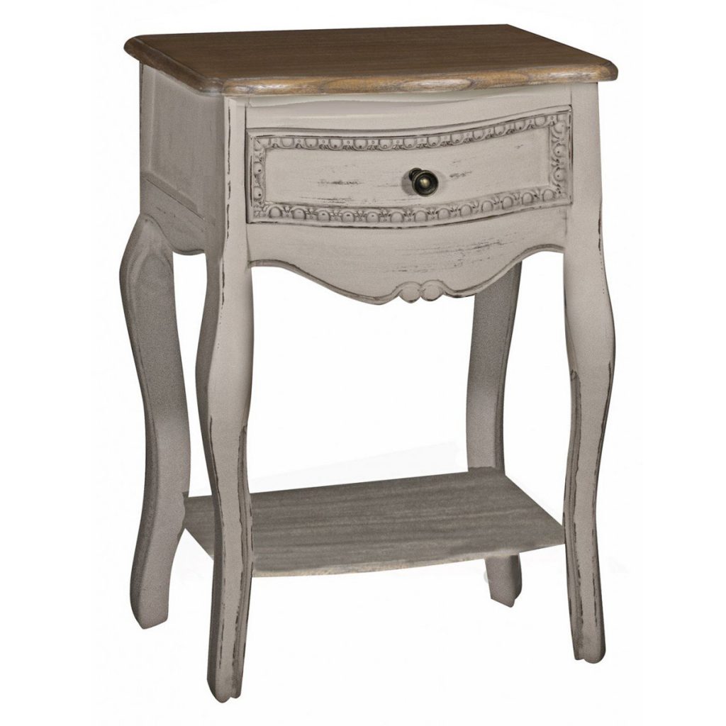 ZJW102_French Country Grey Bedside Table